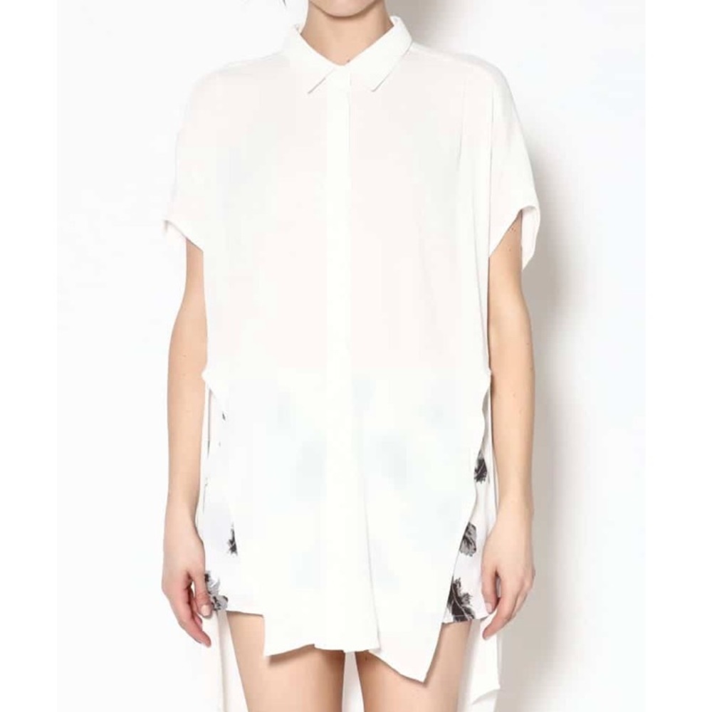 ASTR white short sleeve long button up